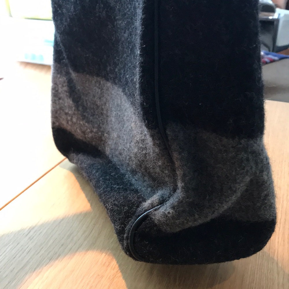 Wool Blend Black & Gray Stripe Tote Bag - Picture 5 of 8